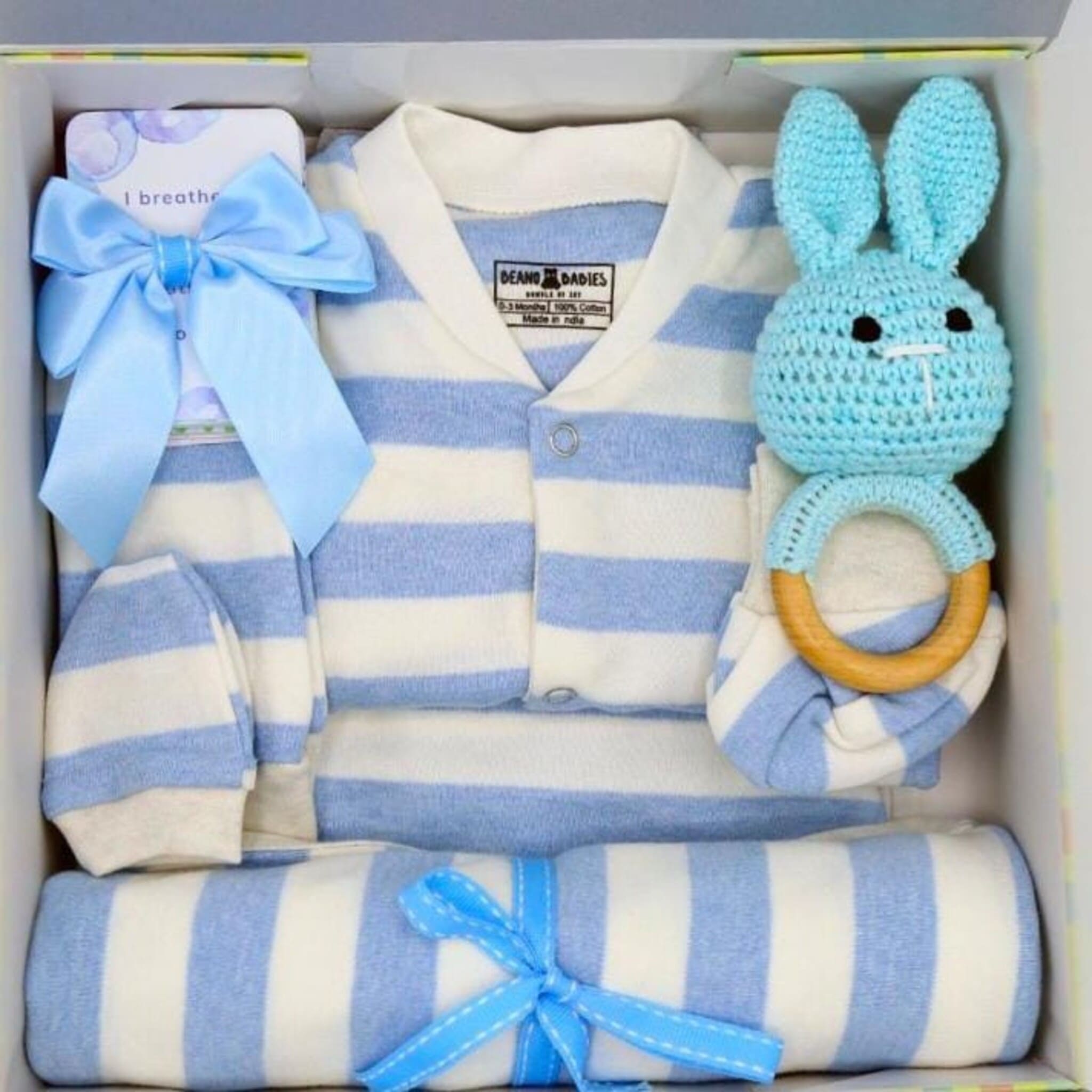 Light Blue Stripe Gift Box