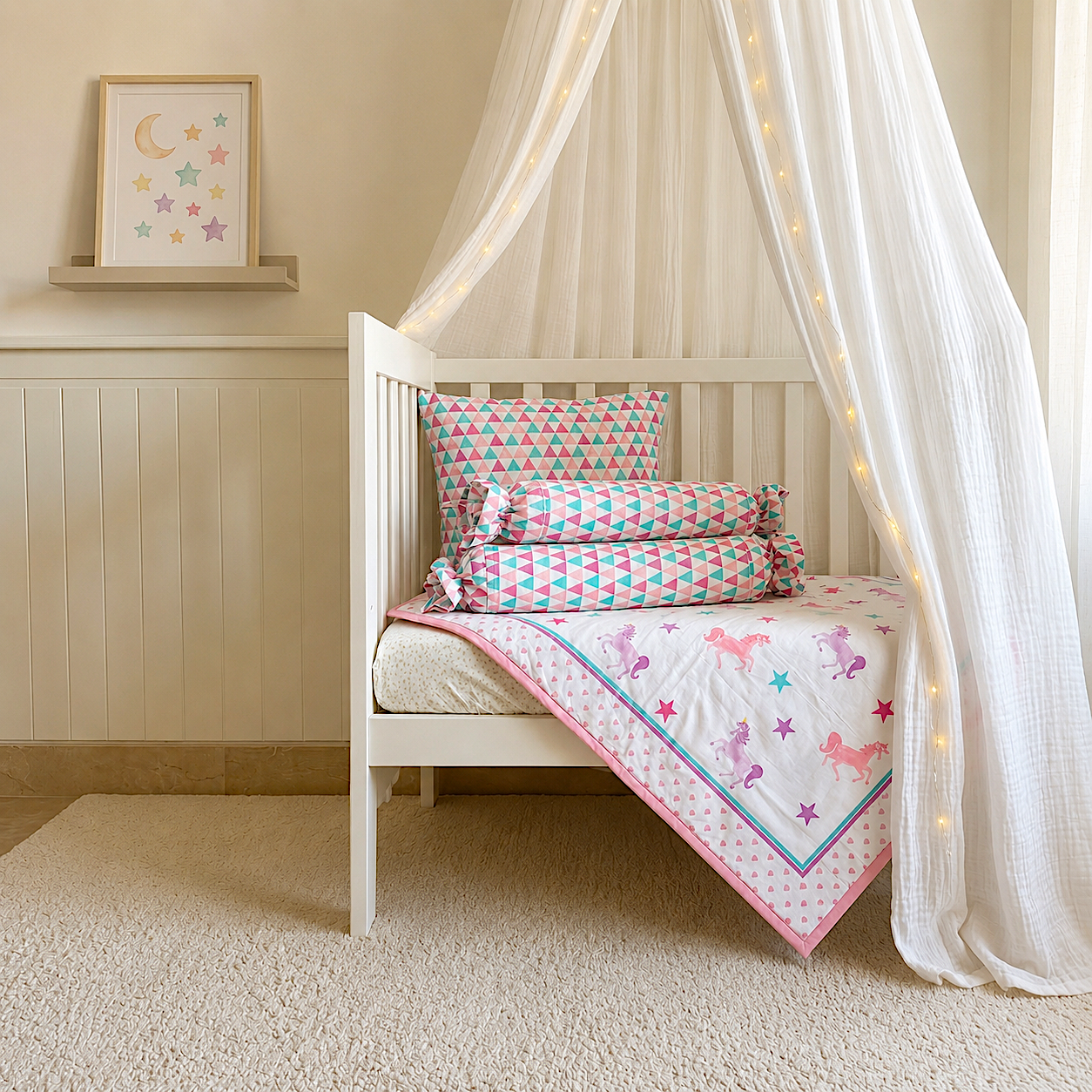 Playful Unicorn Mini Cot Set