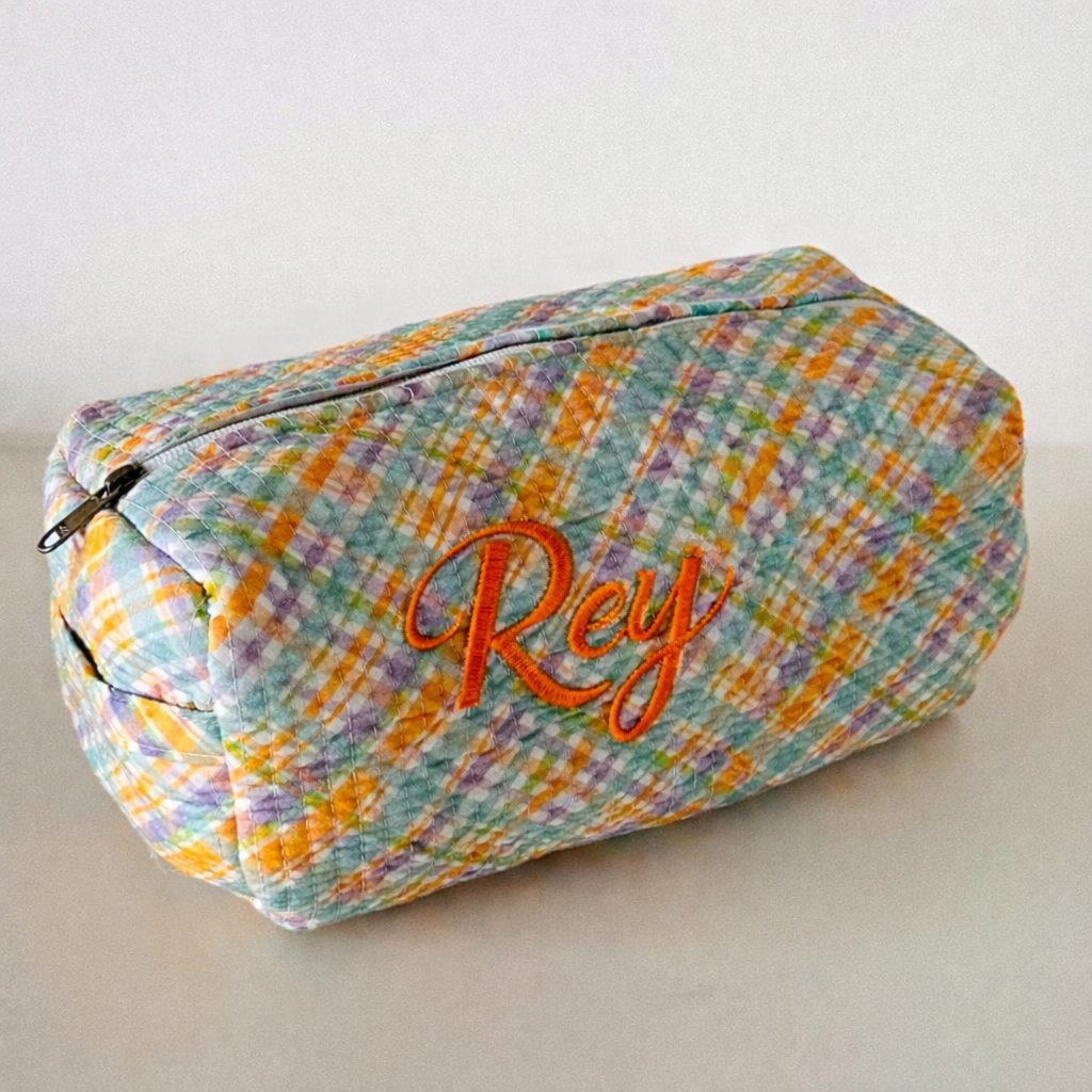 Orange Checkered Pouch