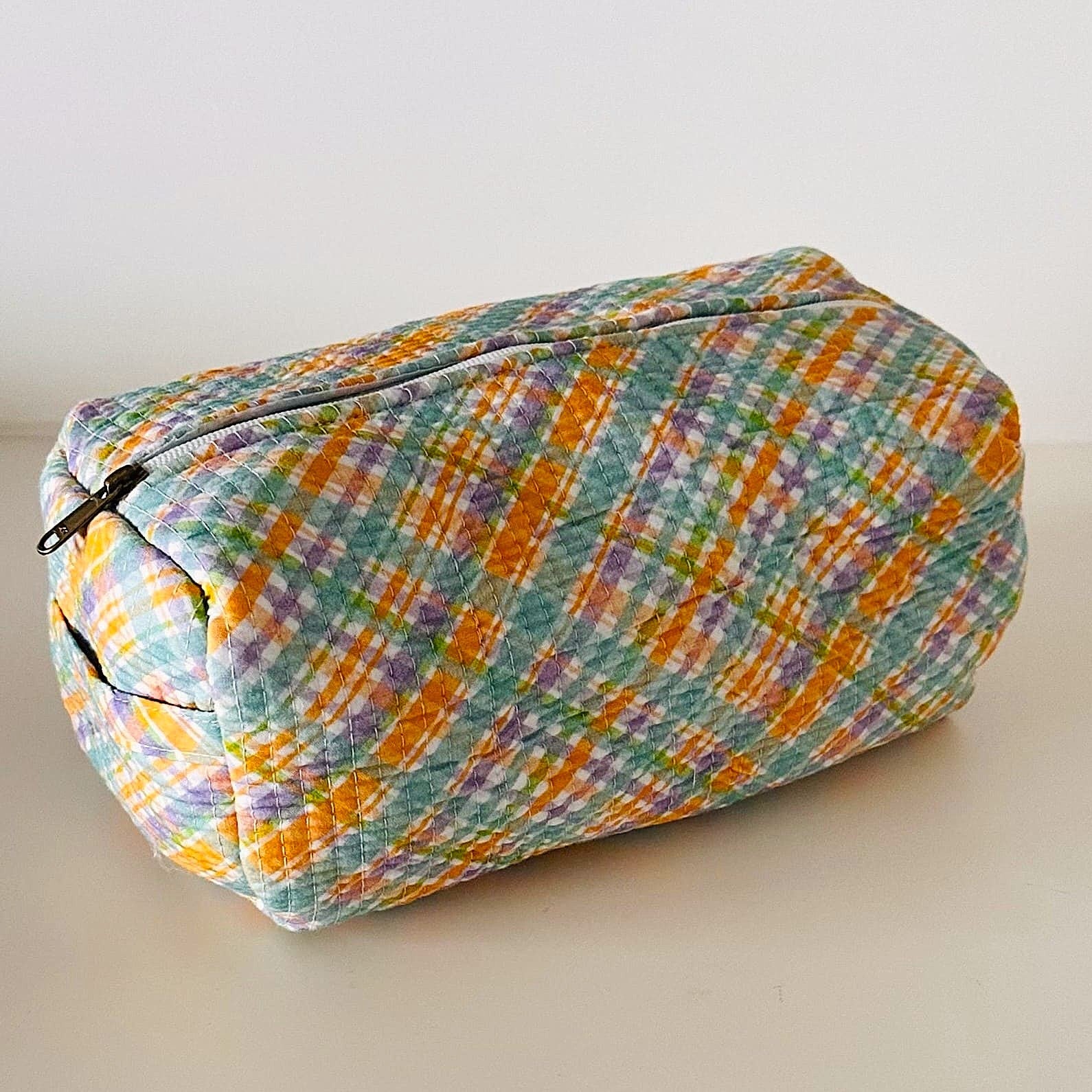 Orange Checkered Pouch (Set of Three)