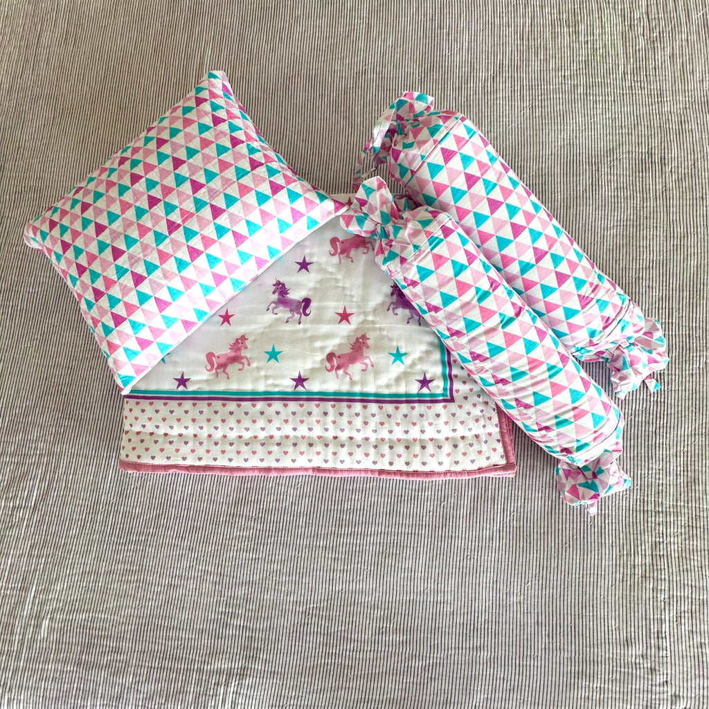 Playful Unicorn Mini Cot Set