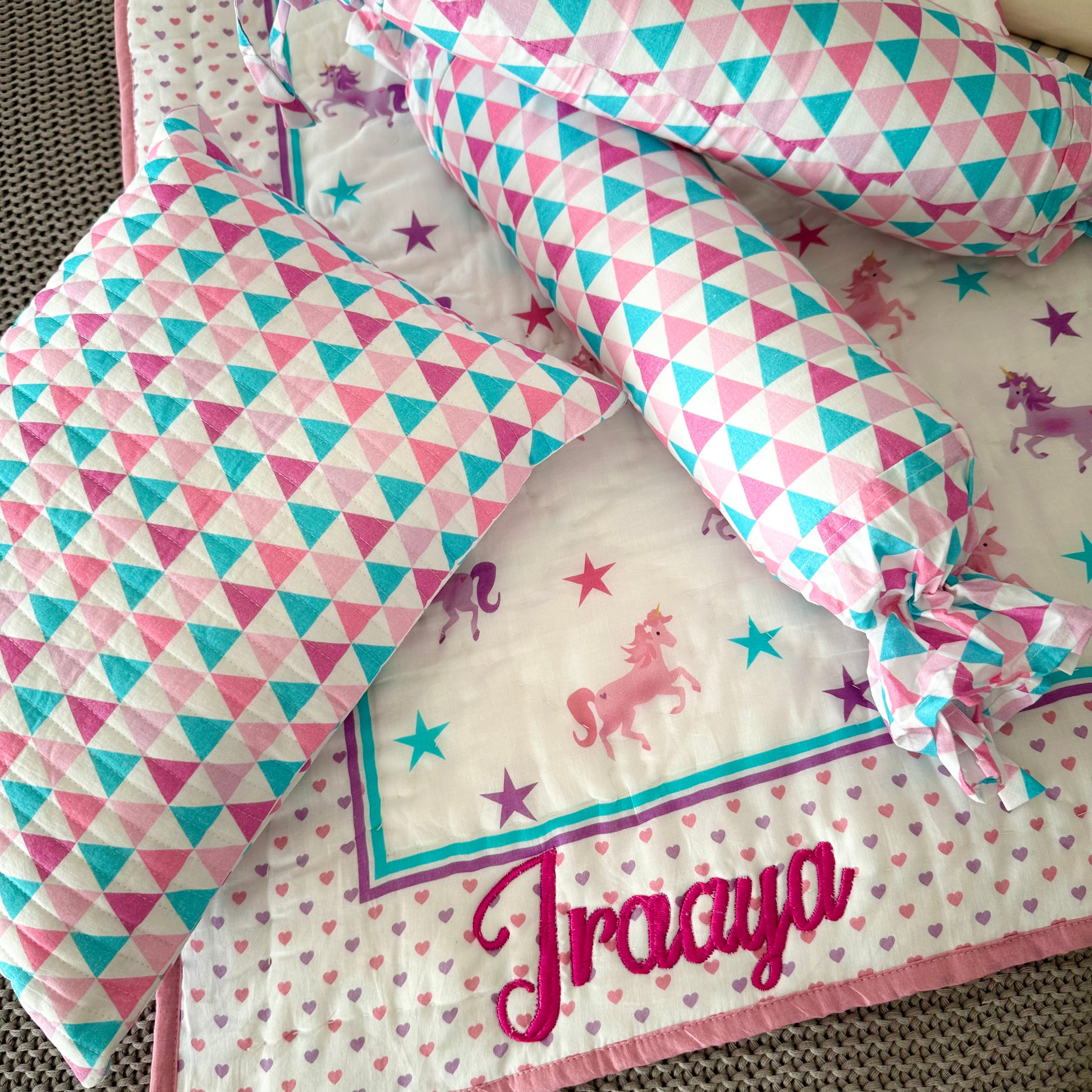 Playful Unicorn Mini Cot Set