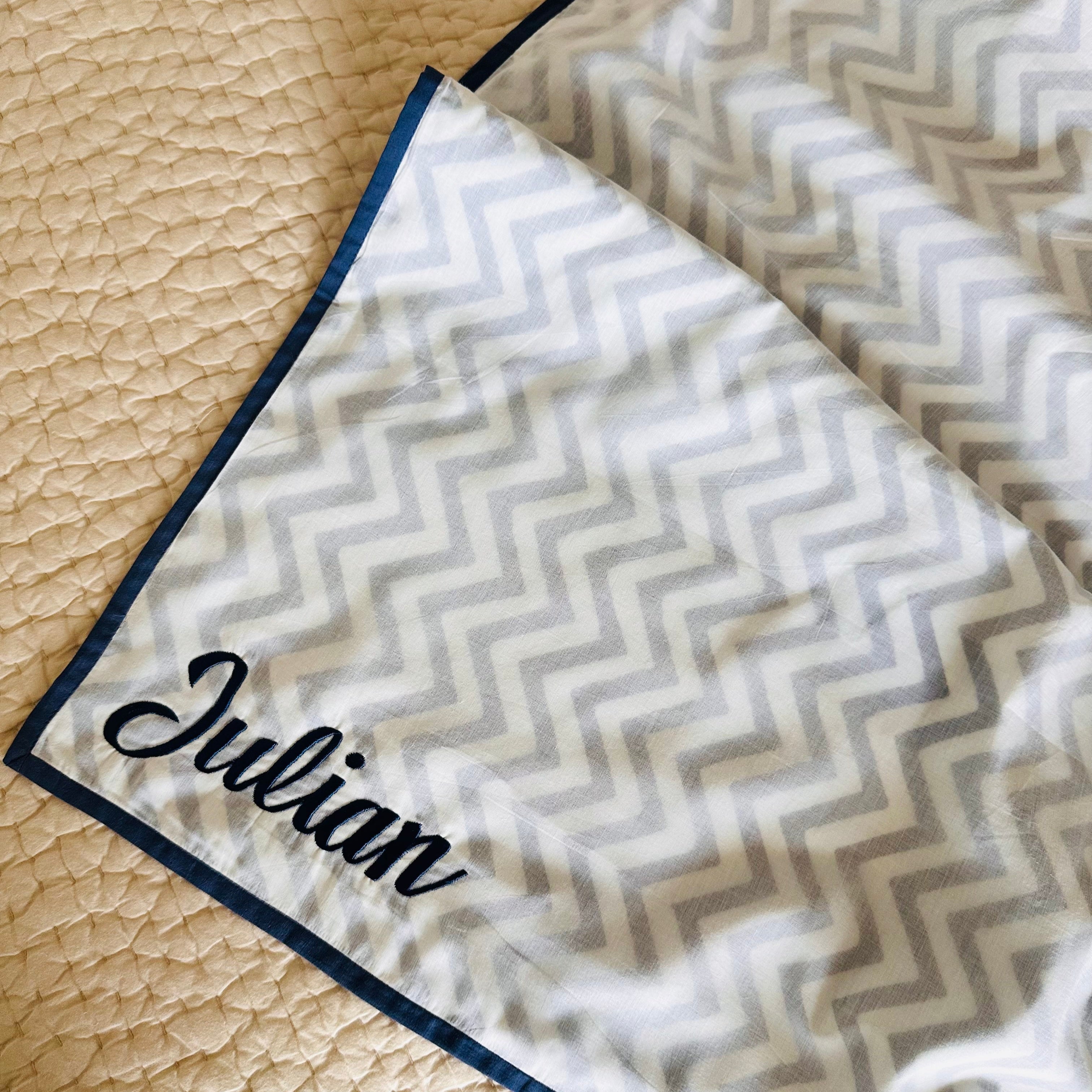 Blue Chevron Mulmul Dohar